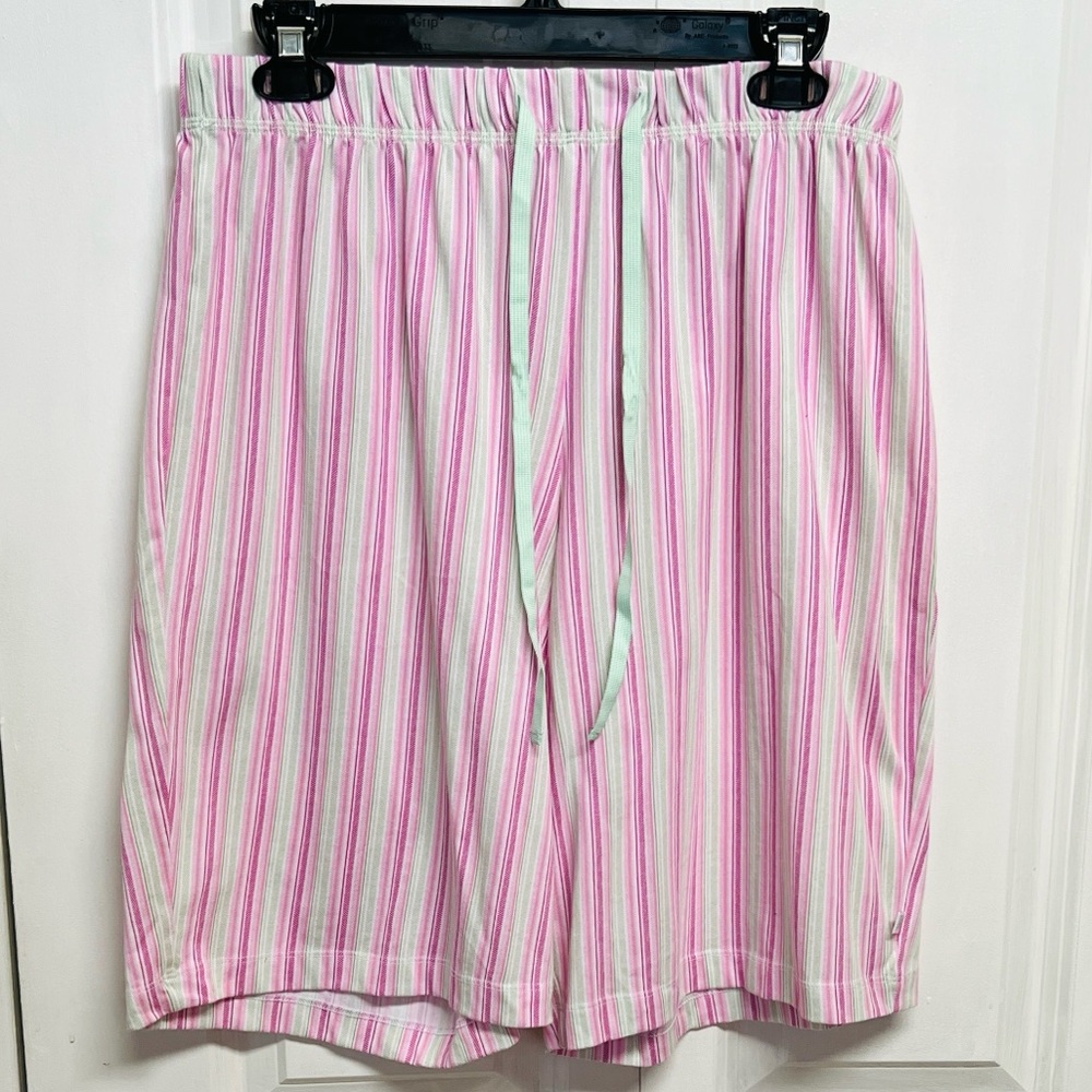 Karen Neuburger Pink & Mint Striped Lounge PJ Shorts Size XL